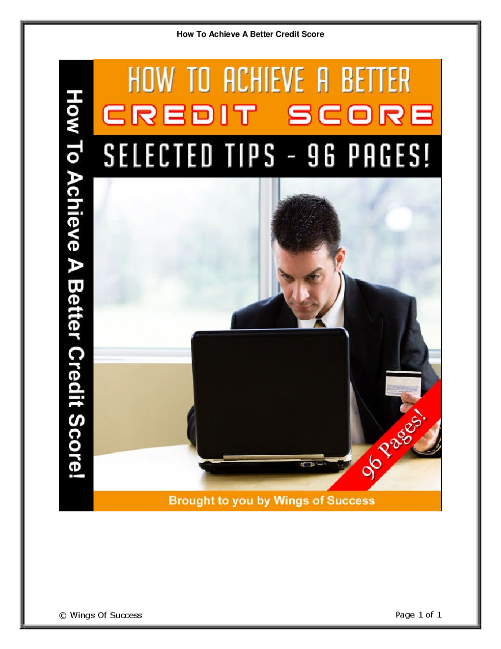 How To Achieve A Better Credit Score - Page 1