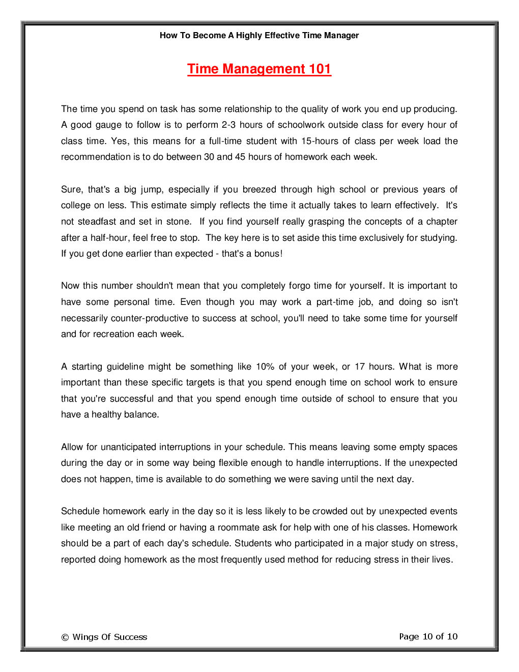 How To Become A Highly Effective Time Manager - Page 5