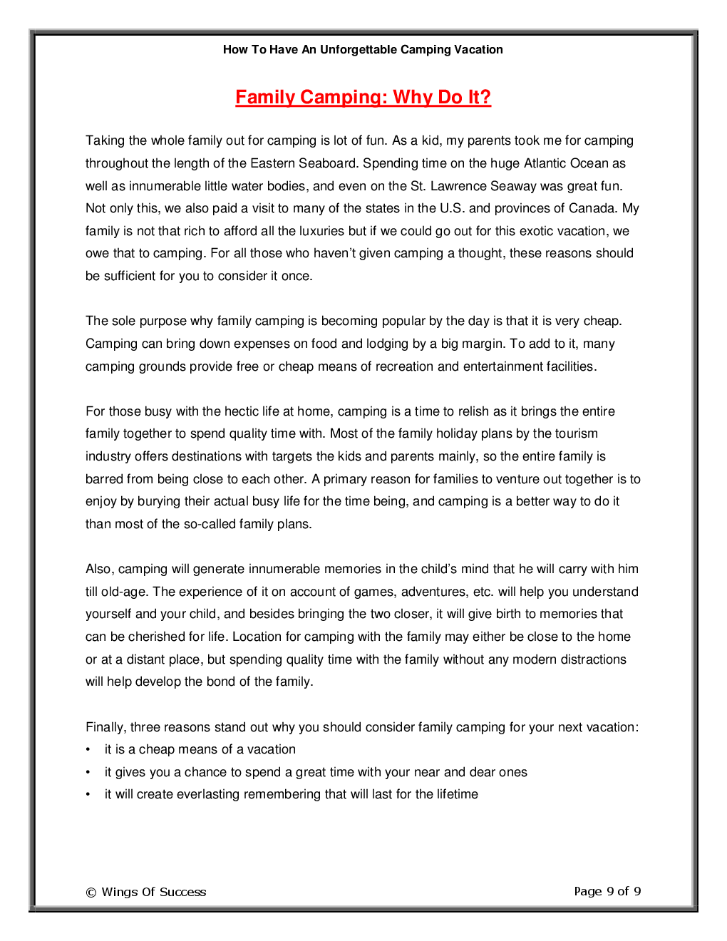 How To Have An Unforgettable Camping Vacation - Page 4