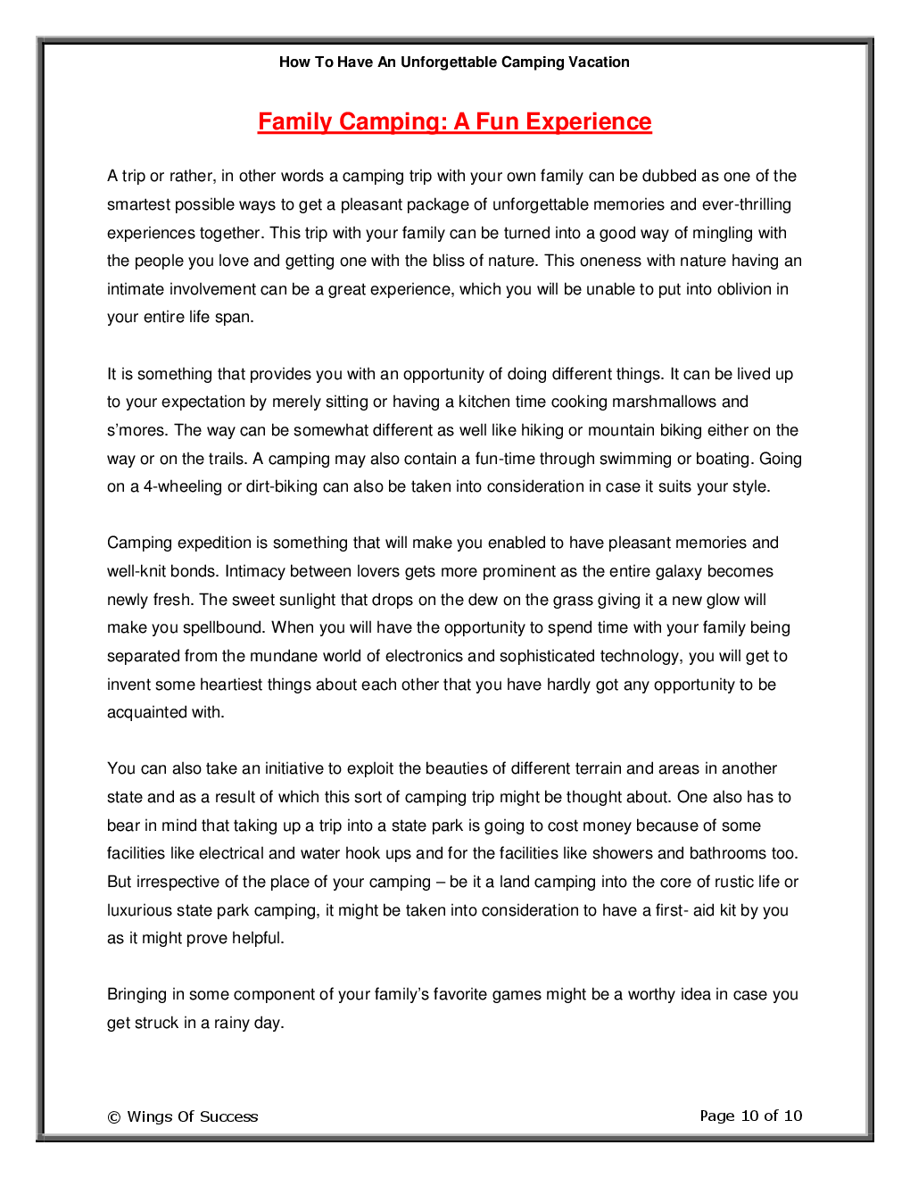 How To Have An Unforgettable Camping Vacation - Page 5