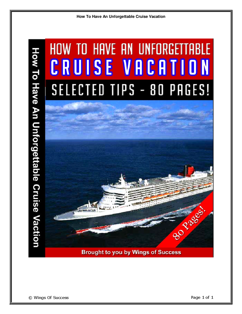 How To Have An Unforgettable Cruise Vacation - Page 1