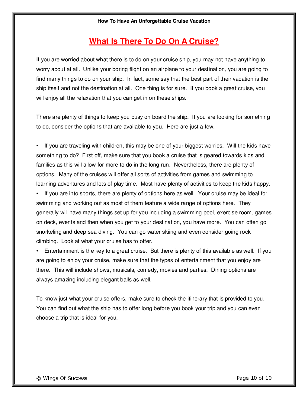 How To Have An Unforgettable Cruise Vacation - Page 5