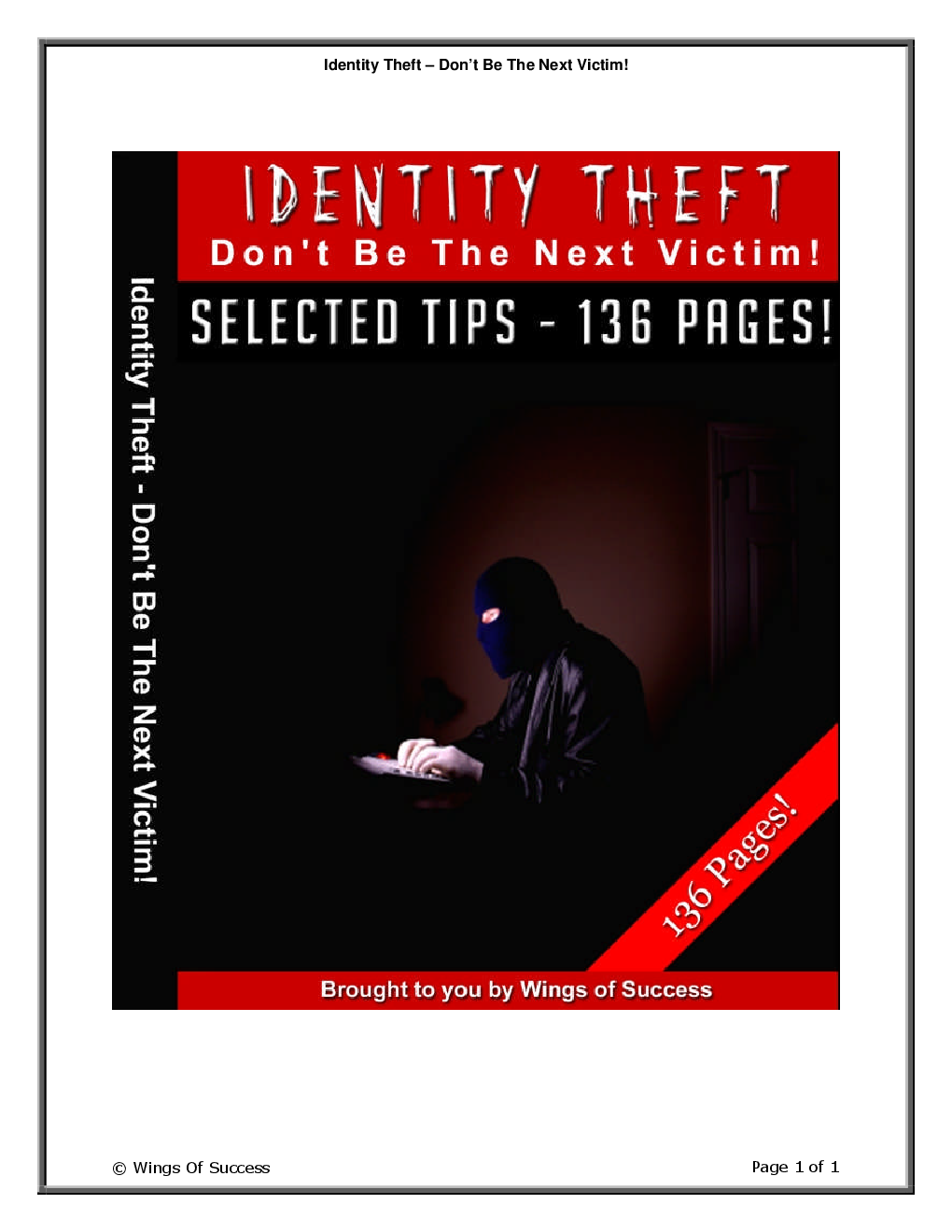 Identity Theft – Don’t Be The Next Victim! - Page 1
