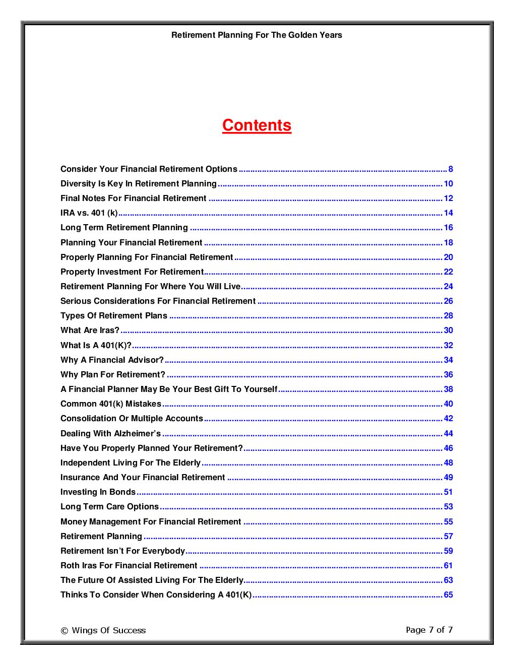 Retirement Planning For The Golden Years - Page 2