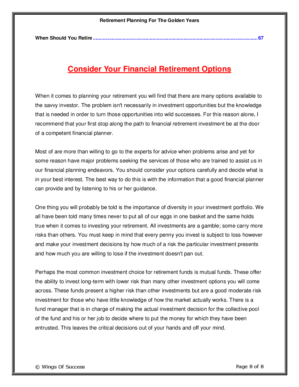 Retirement Planning For The Golden Years - Page 3