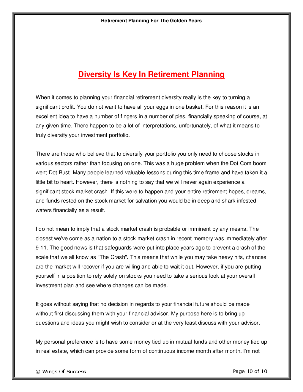 Retirement Planning For The Golden Years - Page 5