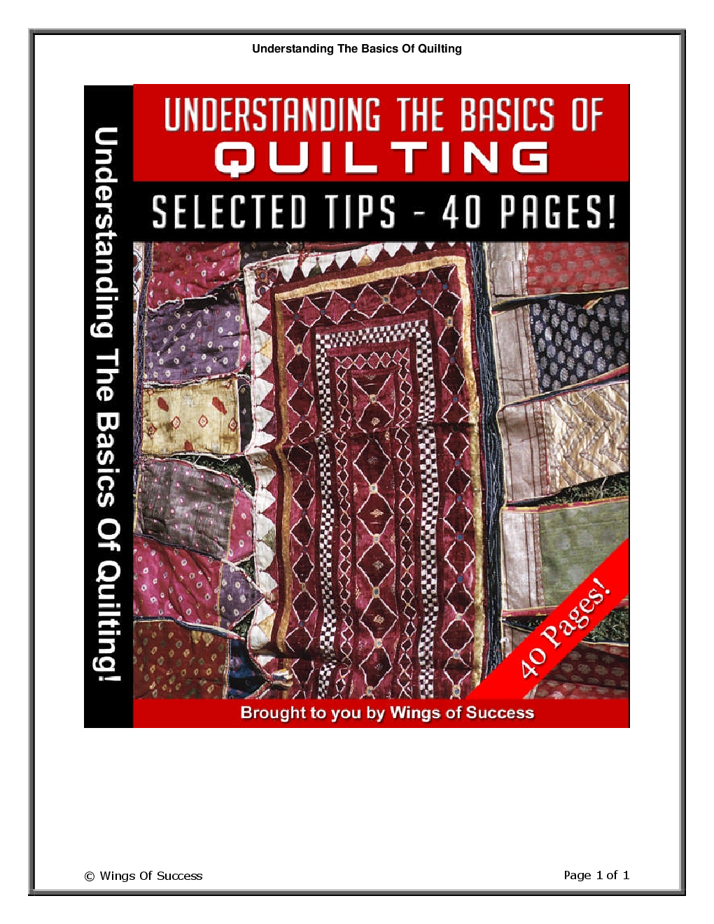 Understanding The Basics Of Quilting - Page 1