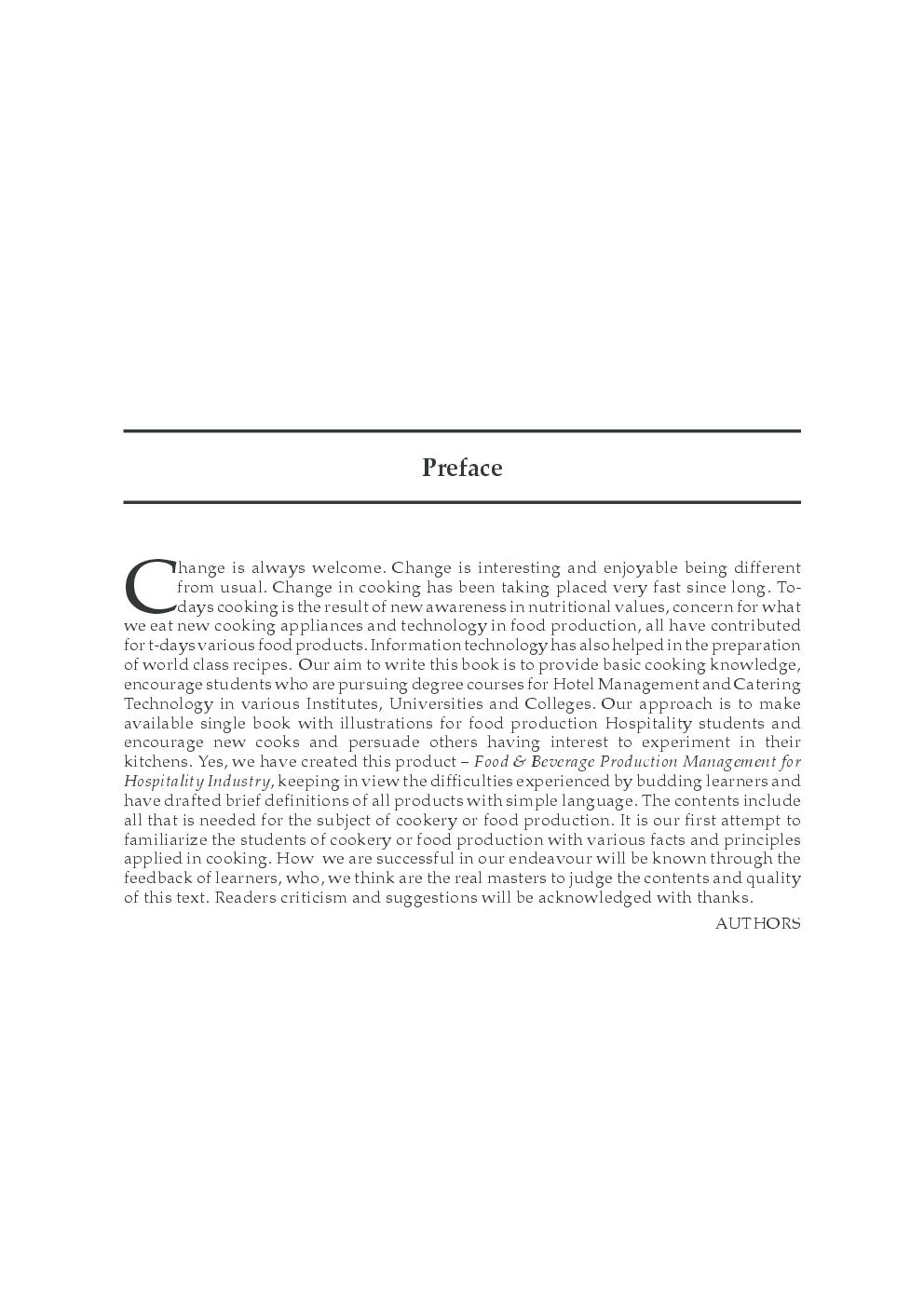 Food and Beverage: Production Management for Hospitality Industry - Page 4