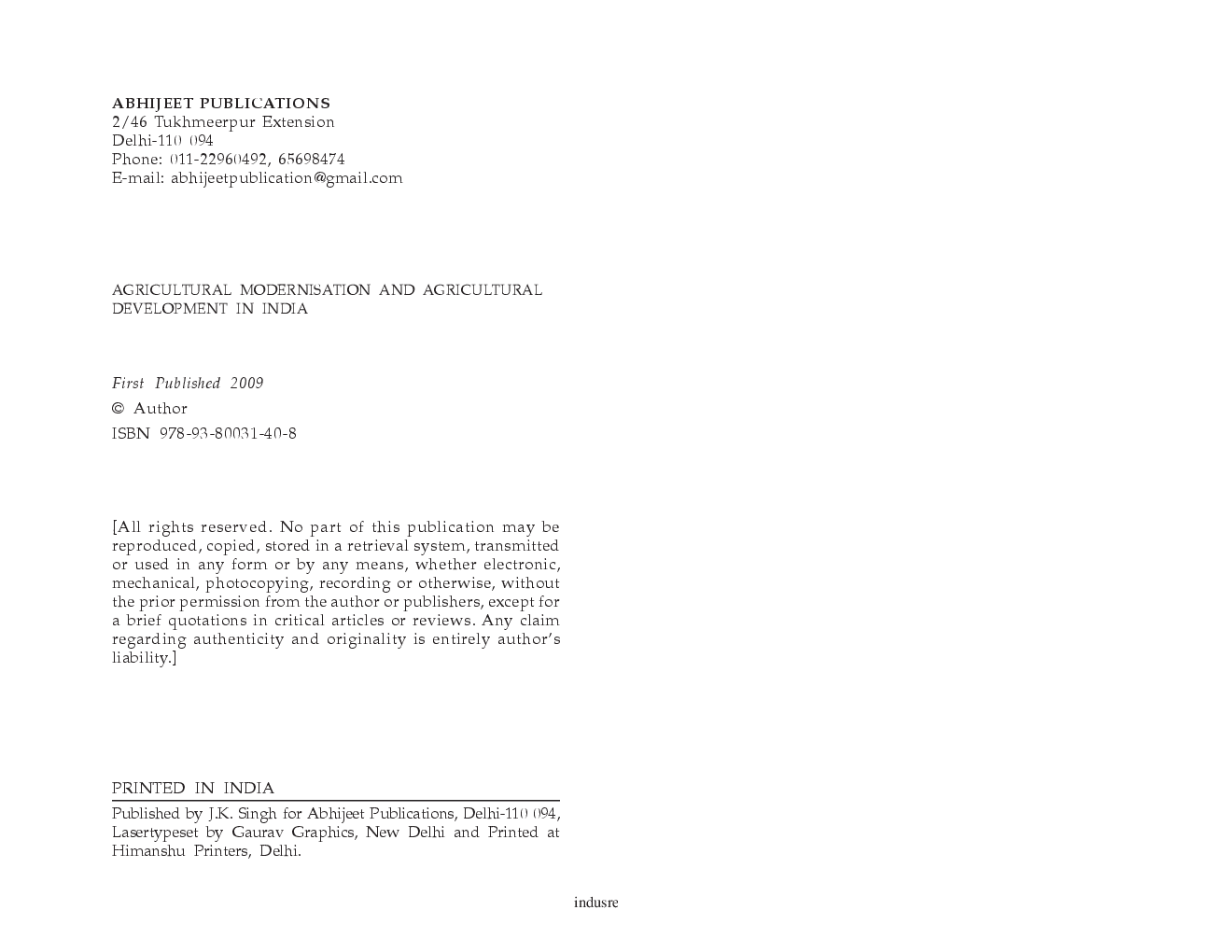 Agricultural Modernisation and Agricultural Development in India - Page 3