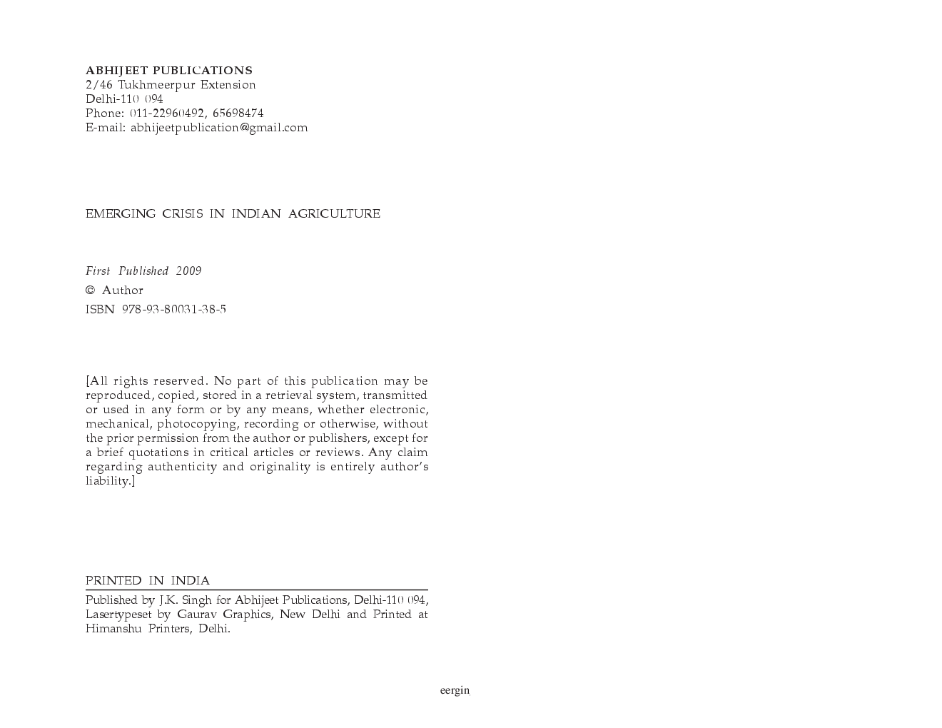 Emerging Crisis in Indian Agriculture - Page 3