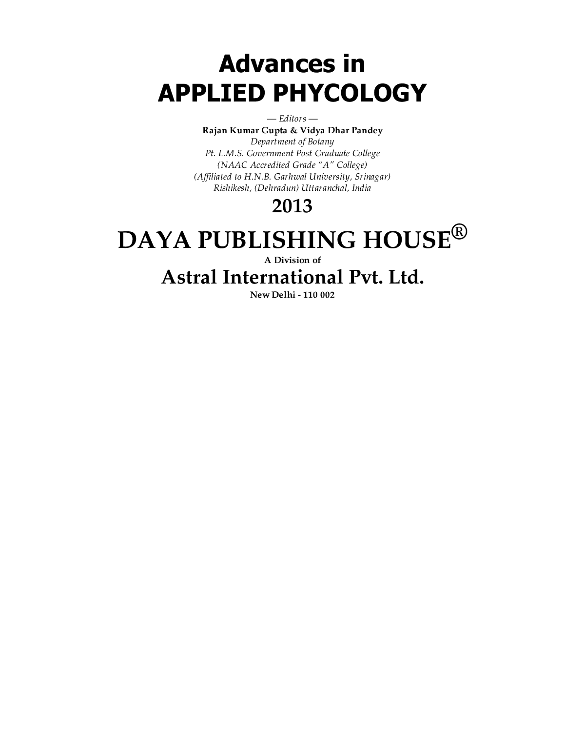 Advances In Applied Phycology - Page 2