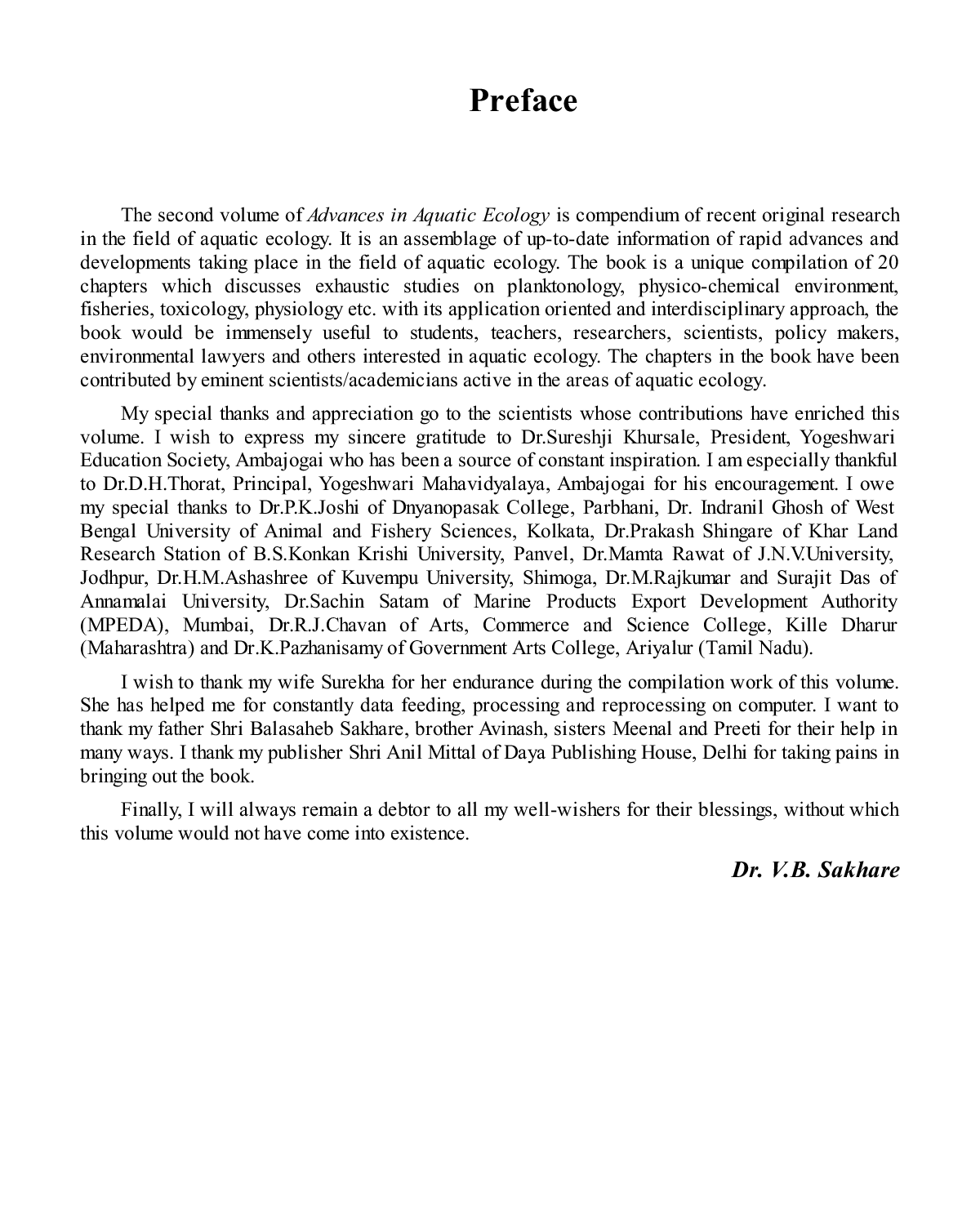 Advances in Aquatic Ecology Vol 2 By Sakhare Vishwas B - Page 5