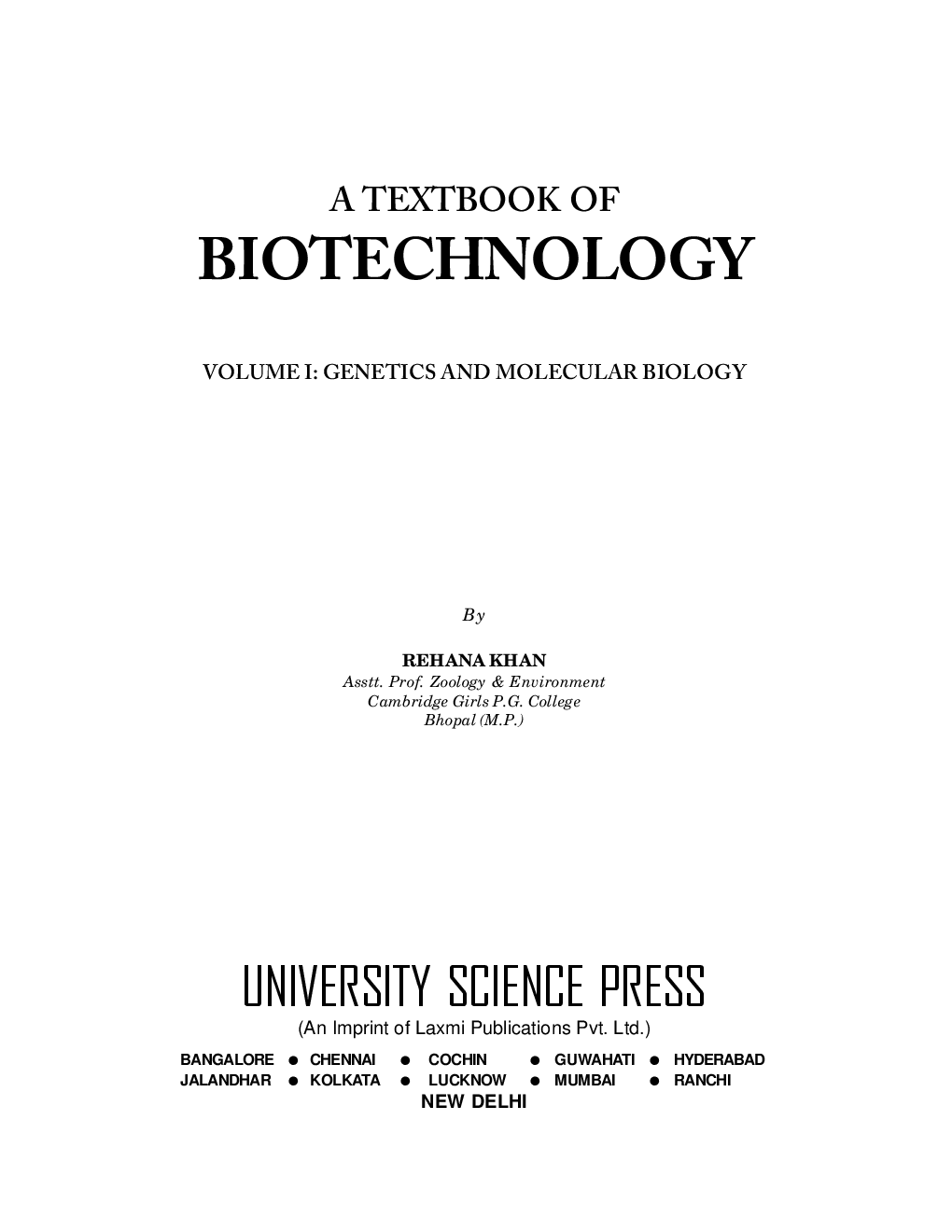 A Textbook of Biotechnology Volume-I Genetics and Molecular Biology - Page 2