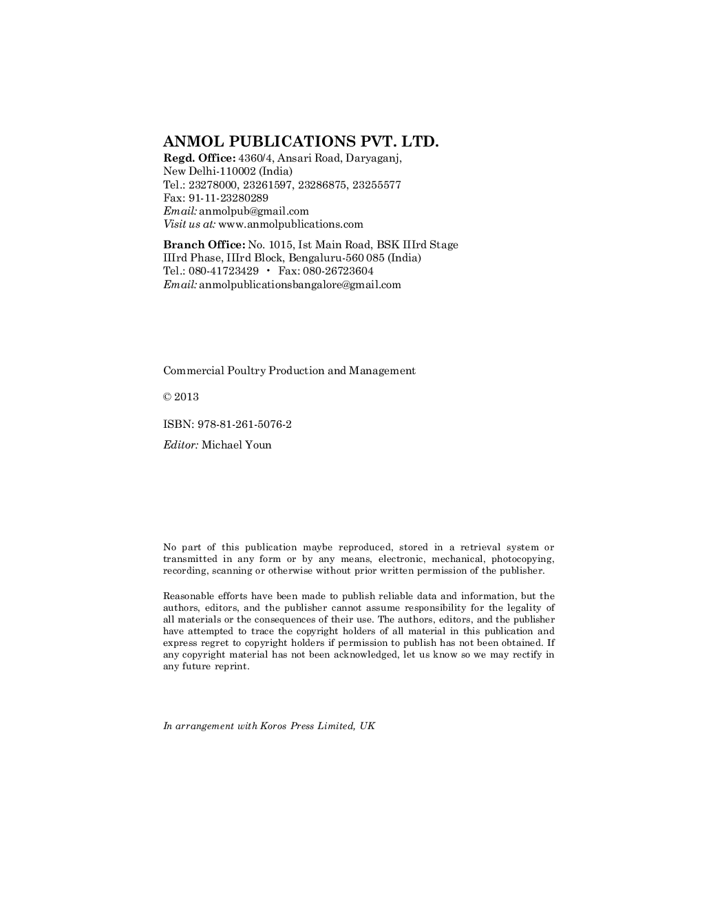 Download Commercial Poultry Production and Management by Michael Youn