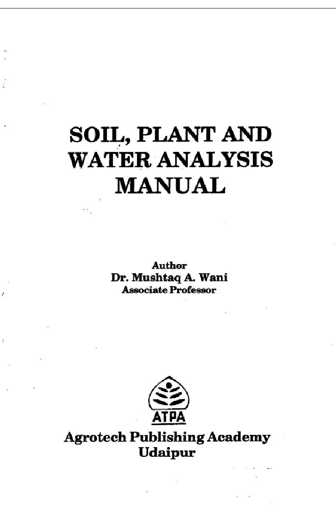 Soil, Plant and Water Analysis Manual - Page 2