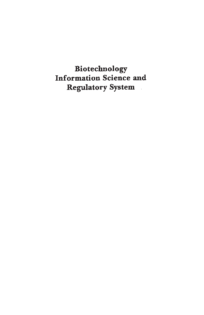Biotechnology Information Science and Regulatory System - Page 1