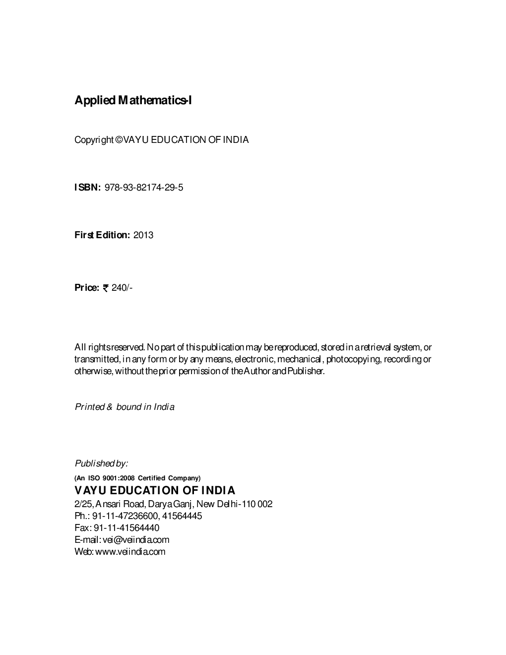 Applied Mathematics-I By Mahaveer Singh - Page 2