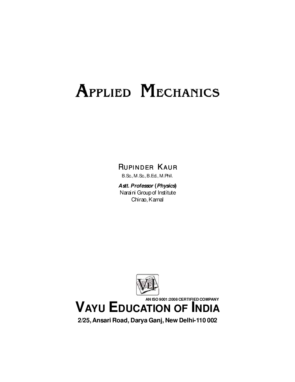 Applied Mechanics By Rupender Kaur - Page 1