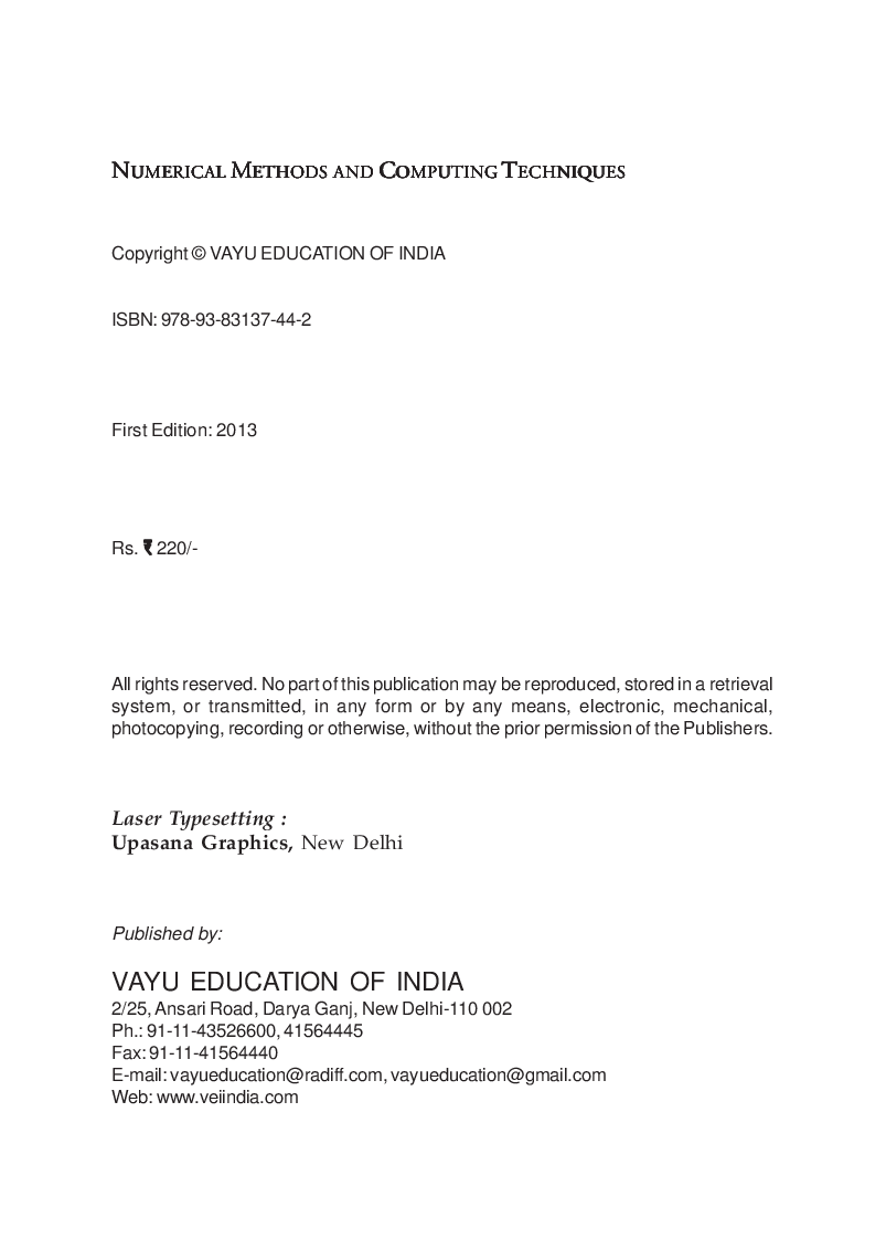 Numerical Methods and Computing Techniques By Gopal Pathak - Page 2