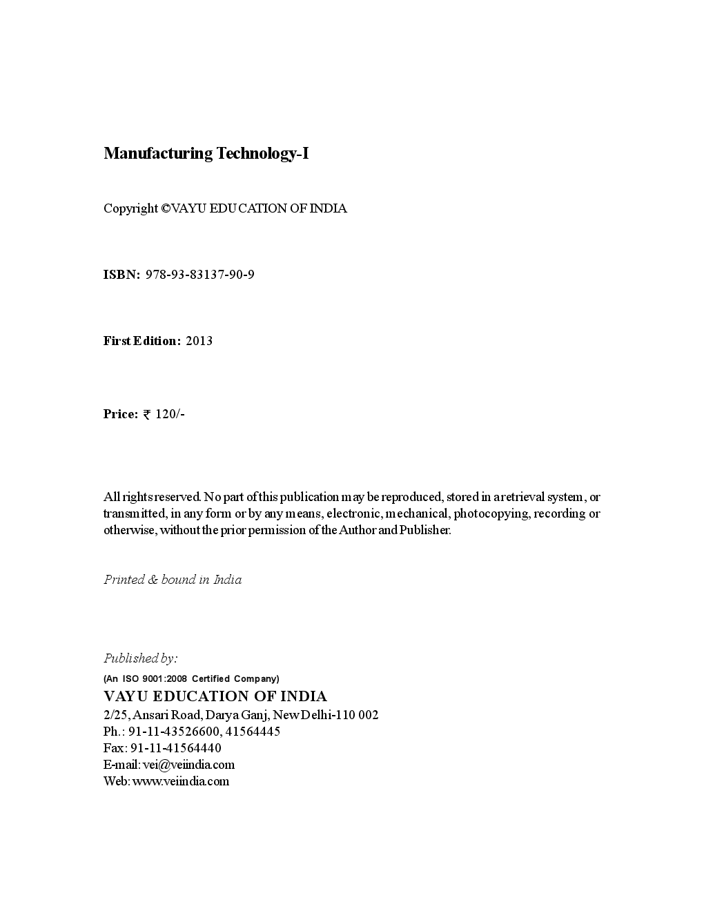 Manufacturing Technology-I By Dr. K.S. Yadav - Page 2