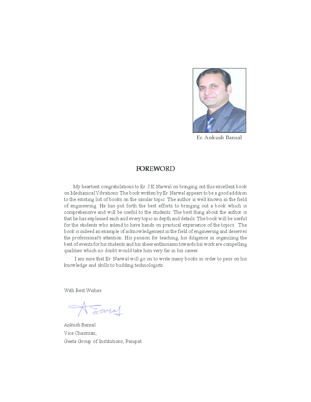 Mechanical Vibrations By J.K. Narwal - Page 4