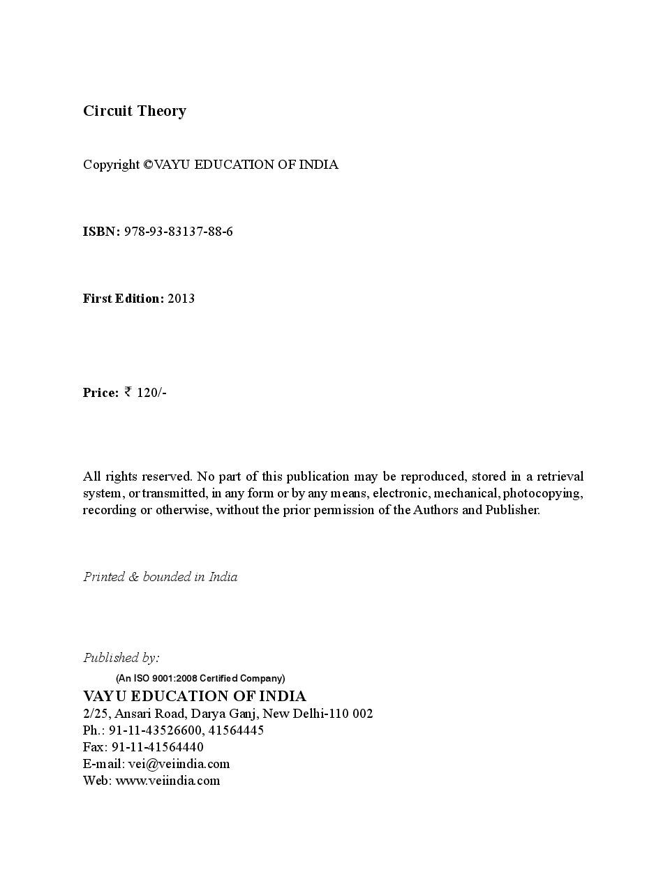 Circuit Theory By Vikram Singh Chahal - Page 2