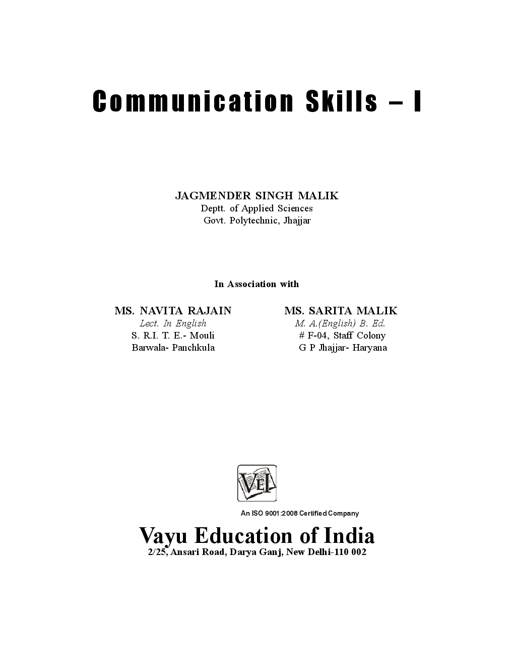 Communication Skills-I By Jagmender Singh Malik - Page 2