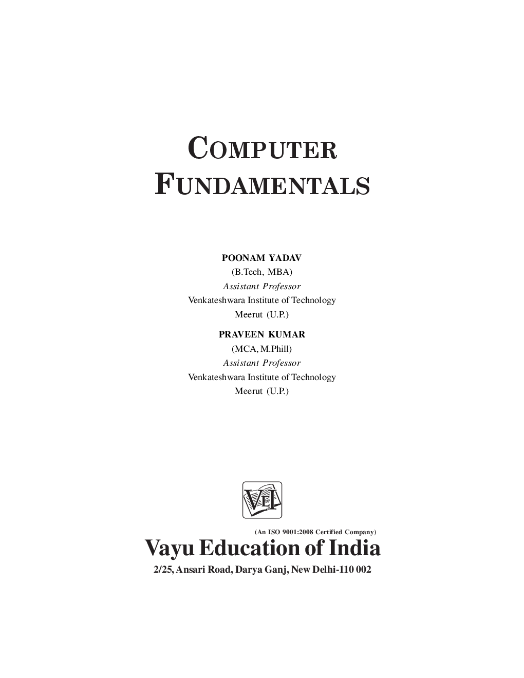 Computer Fundamentals By Poonam Yadav and Praveen Kumar - Page 1