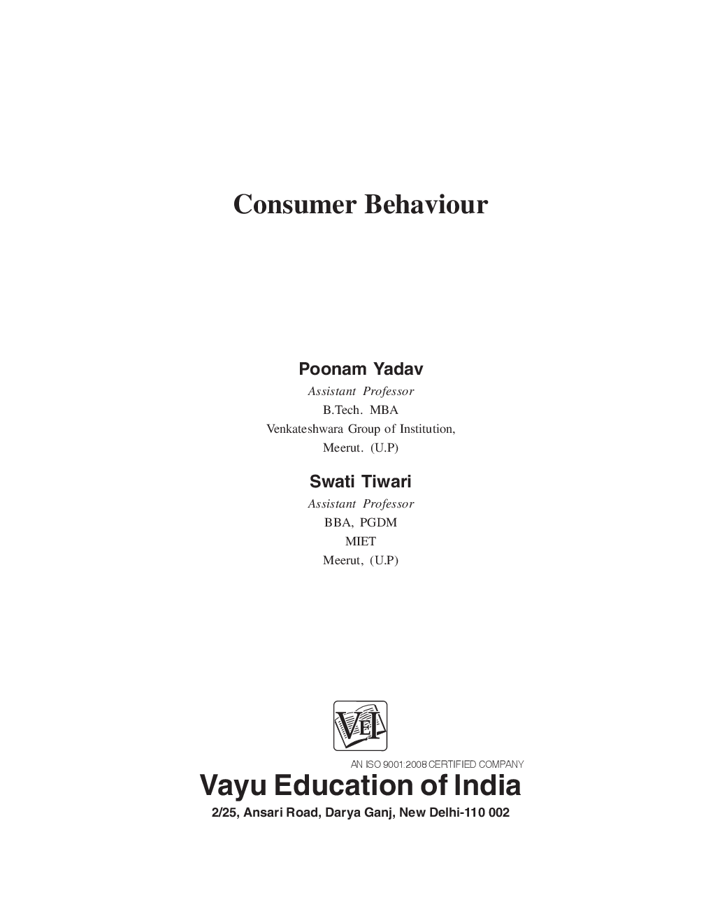 Consumer Behaviour By Poonam Yadav - Page 1