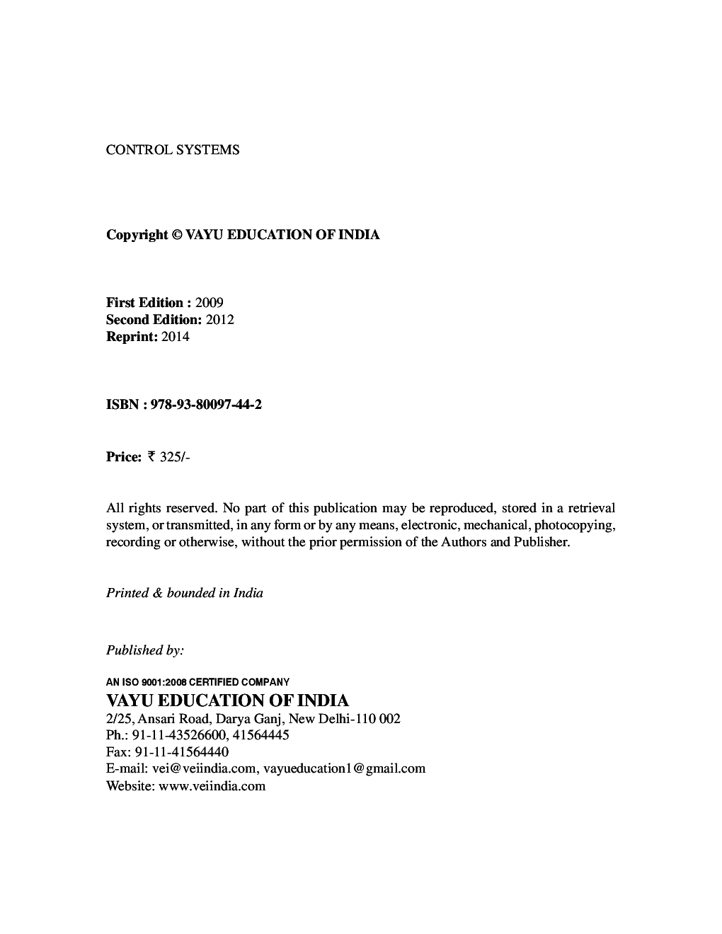 Control Systems By Naveen Mehra and Anuj Jain - Page 2