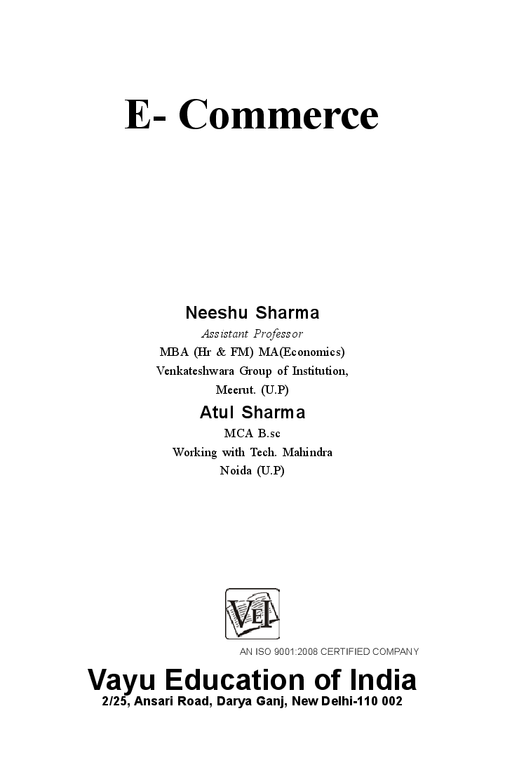 E-Commerce By Neeshu Sharma and Atul Sharma - Page 1