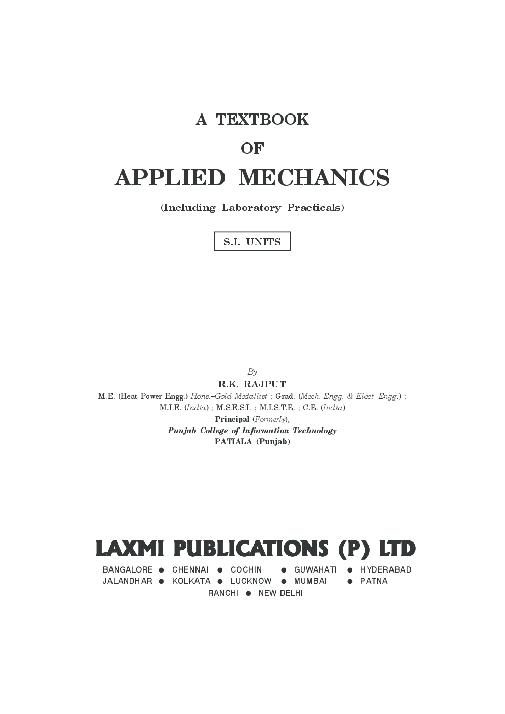 A Textbook of Applied Mechanics By R.K. Rajput - Page 4