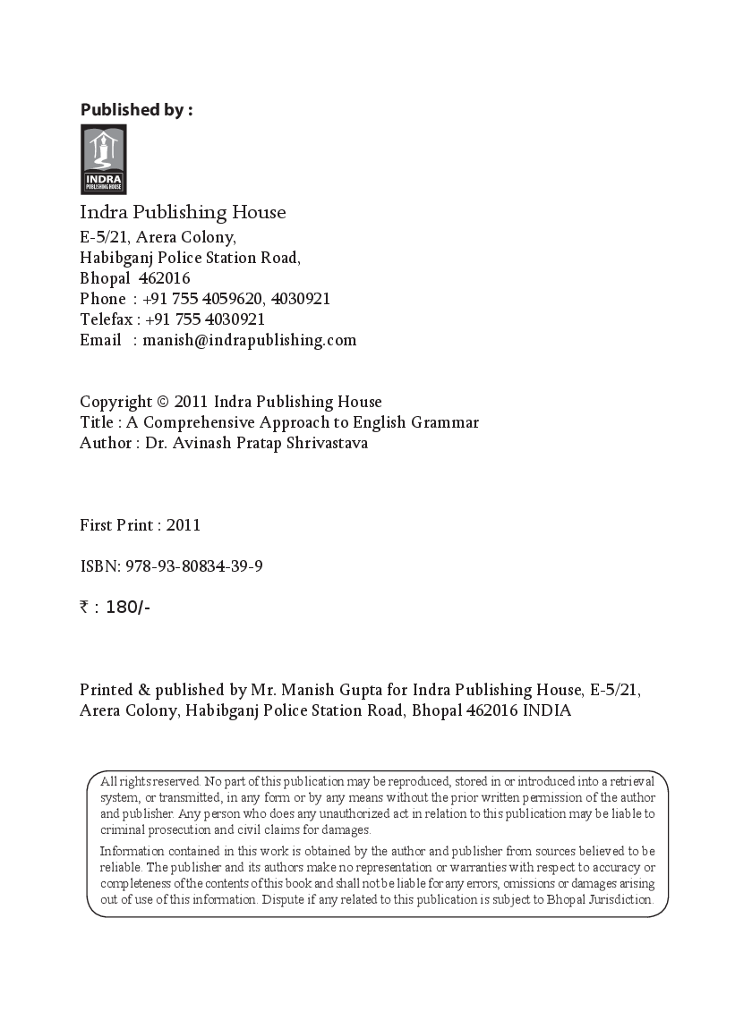 A Comprehensive Approach to English Grammar By Dr. Avinash Pratap Shrivastava - Page 3