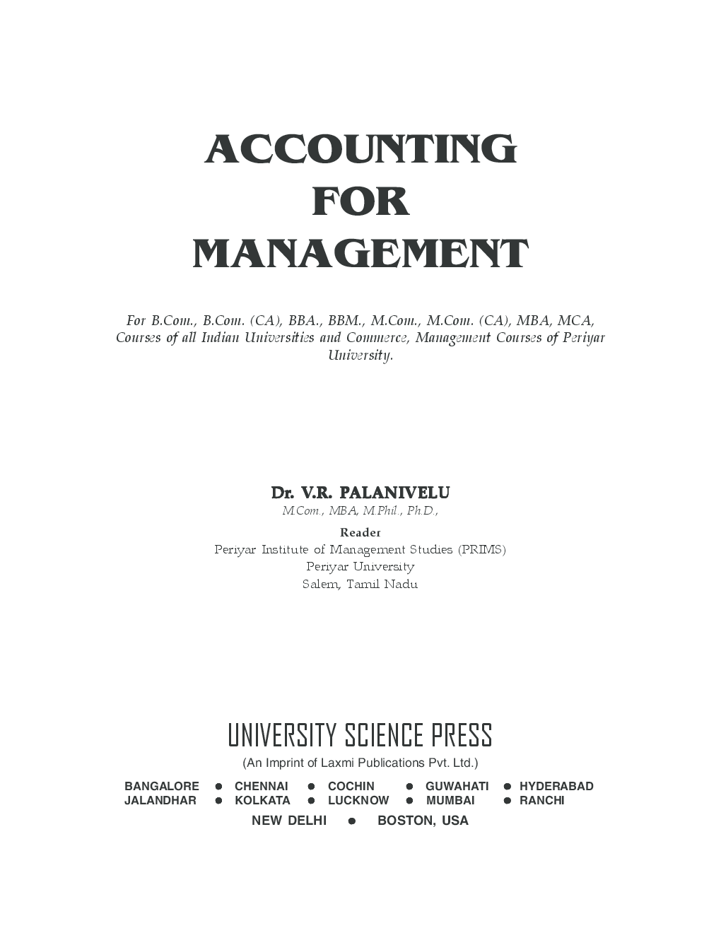 Accounting for Management By Dr. V.R. Planivelu - Page 3