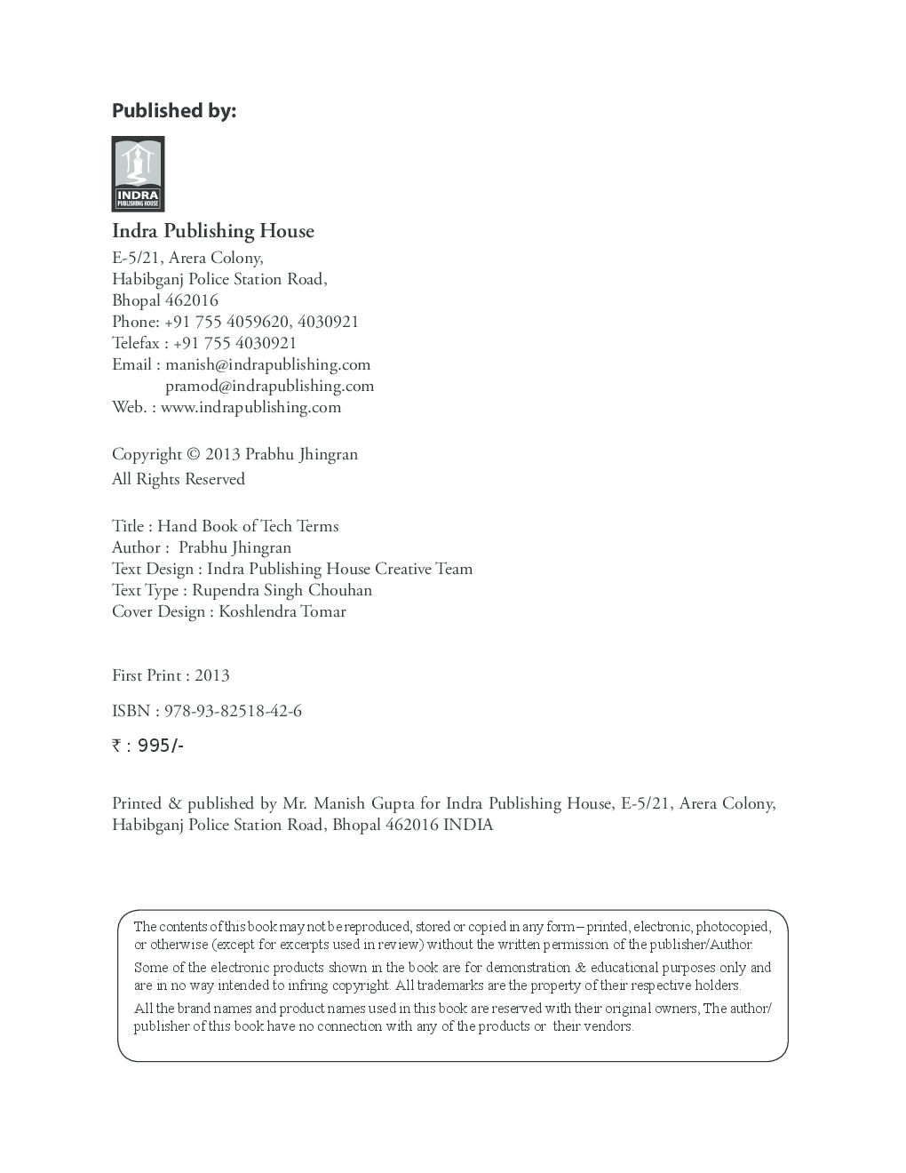 Media Hand Book of Tech Terms By Prabhu Jhingram and Raghav Jhingran - Page 3