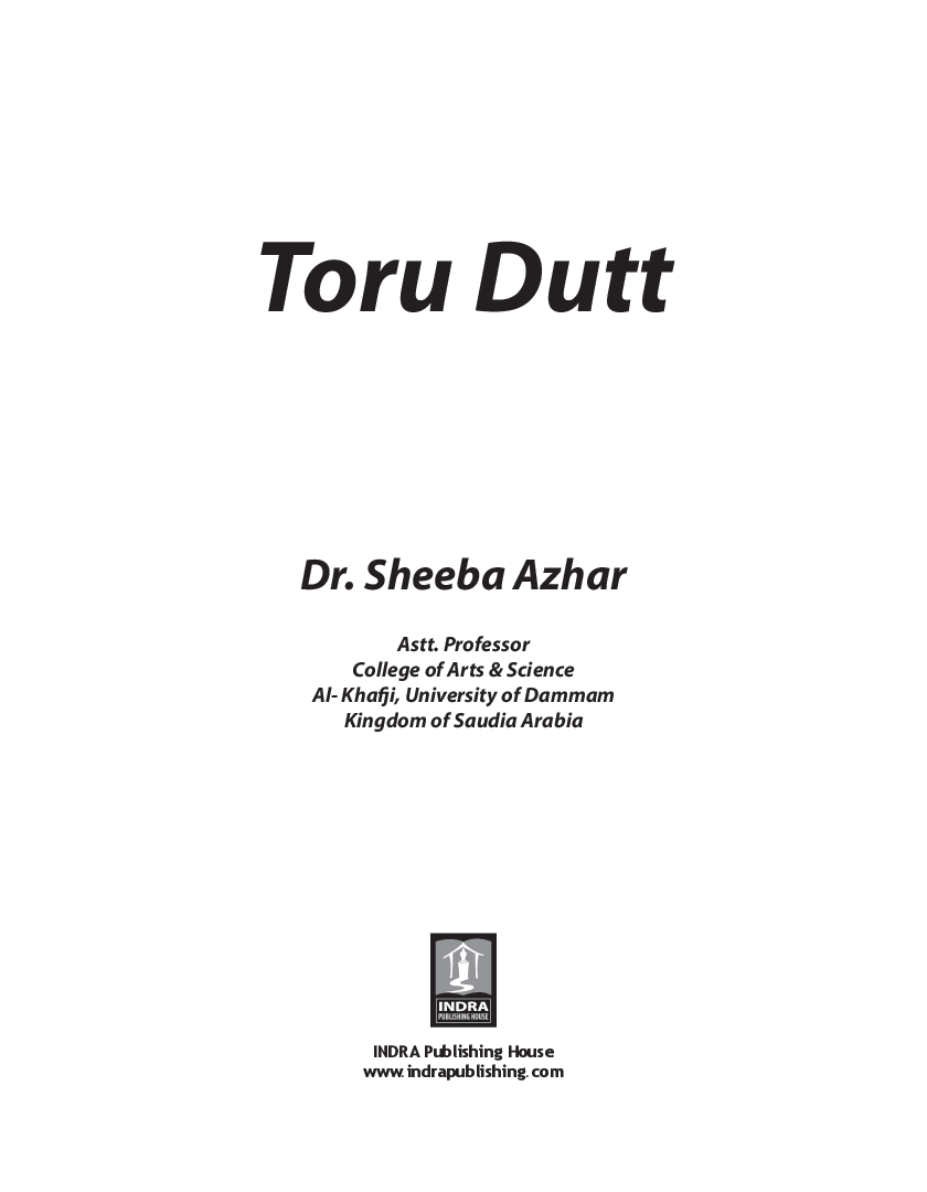 Toru Dutt By Dr. Sheeba Azhar - Page 2