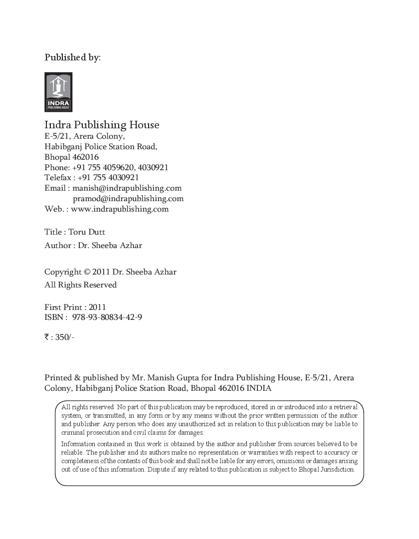 Toru Dutt By Dr. Sheeba Azhar - Page 3