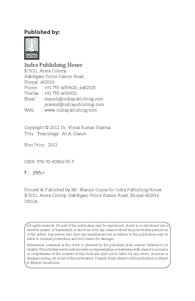 Toxicology At A Glance By Dr. Vimal Sharma - Page 3