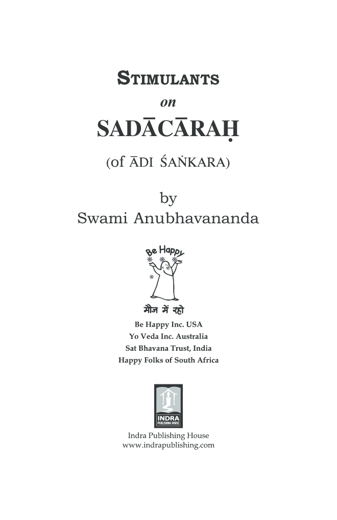 Stimulants on Sadacarah By Swami Anubhavanada - Page 2