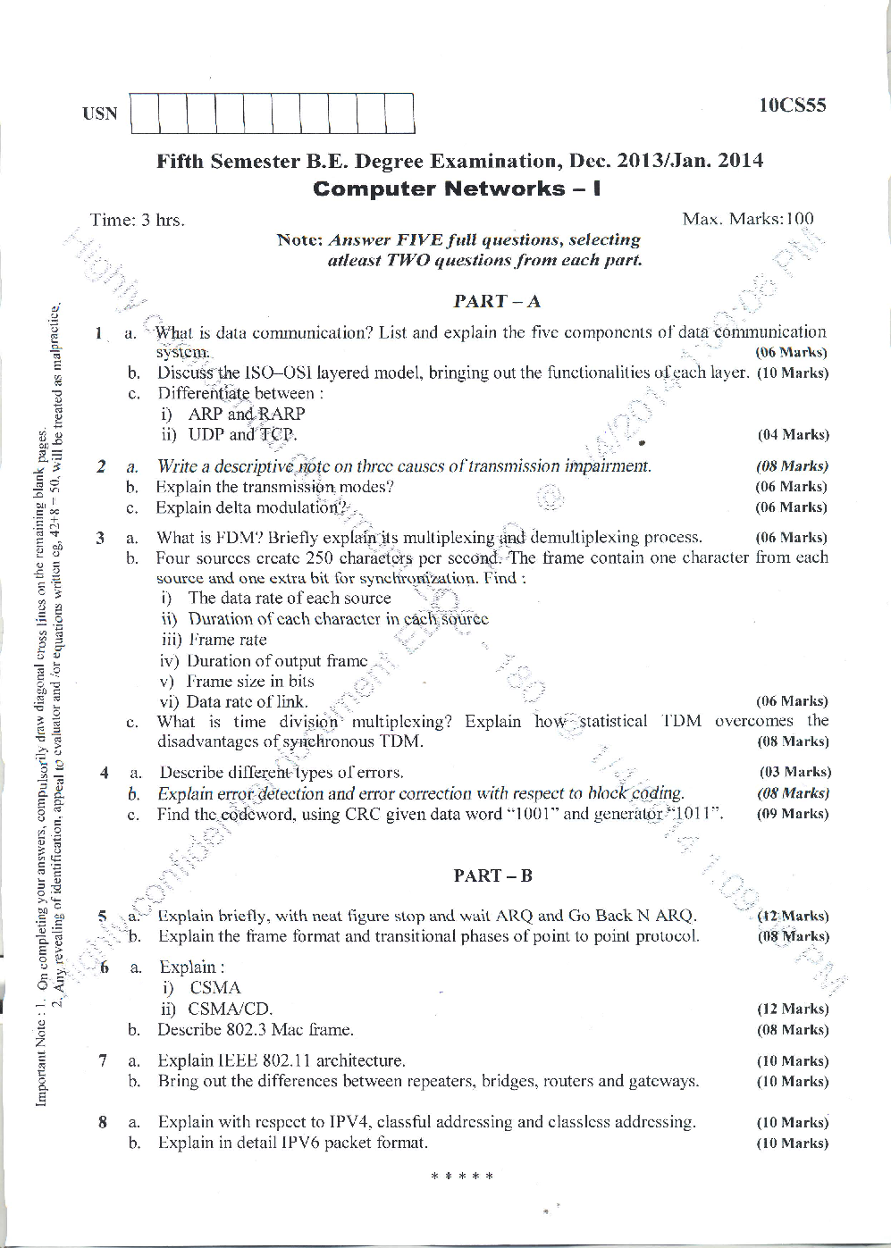 Download VTU Question Papers 5th Semester Computer Science And