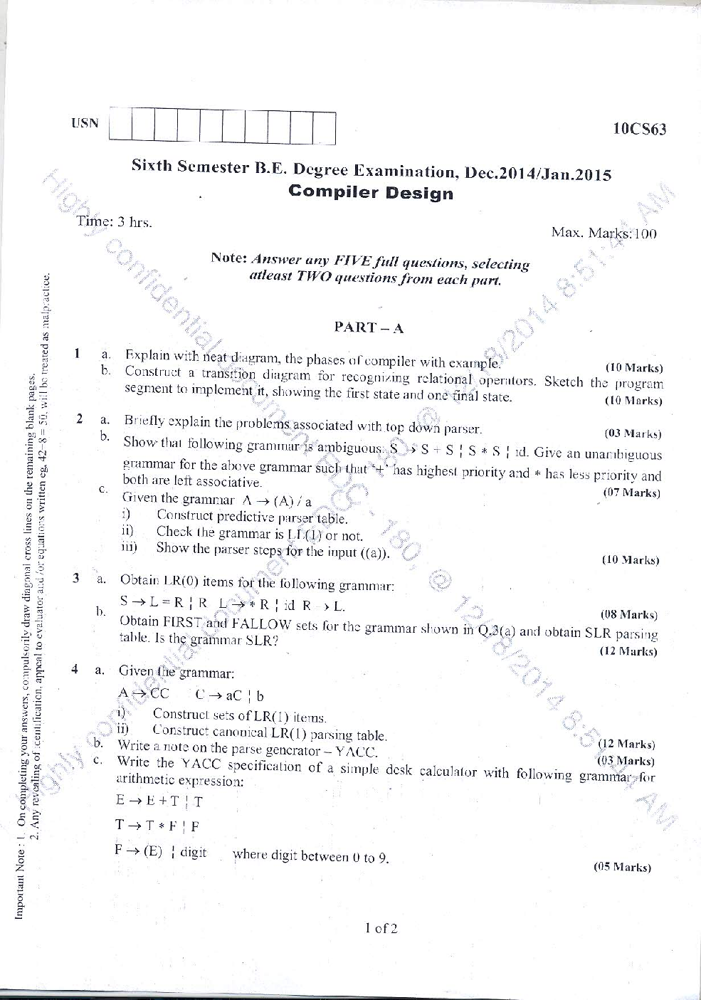 VTU QUESTION PAPERS 6th Semester Computer Science and Engineering 2011 - 2014 - Page 2