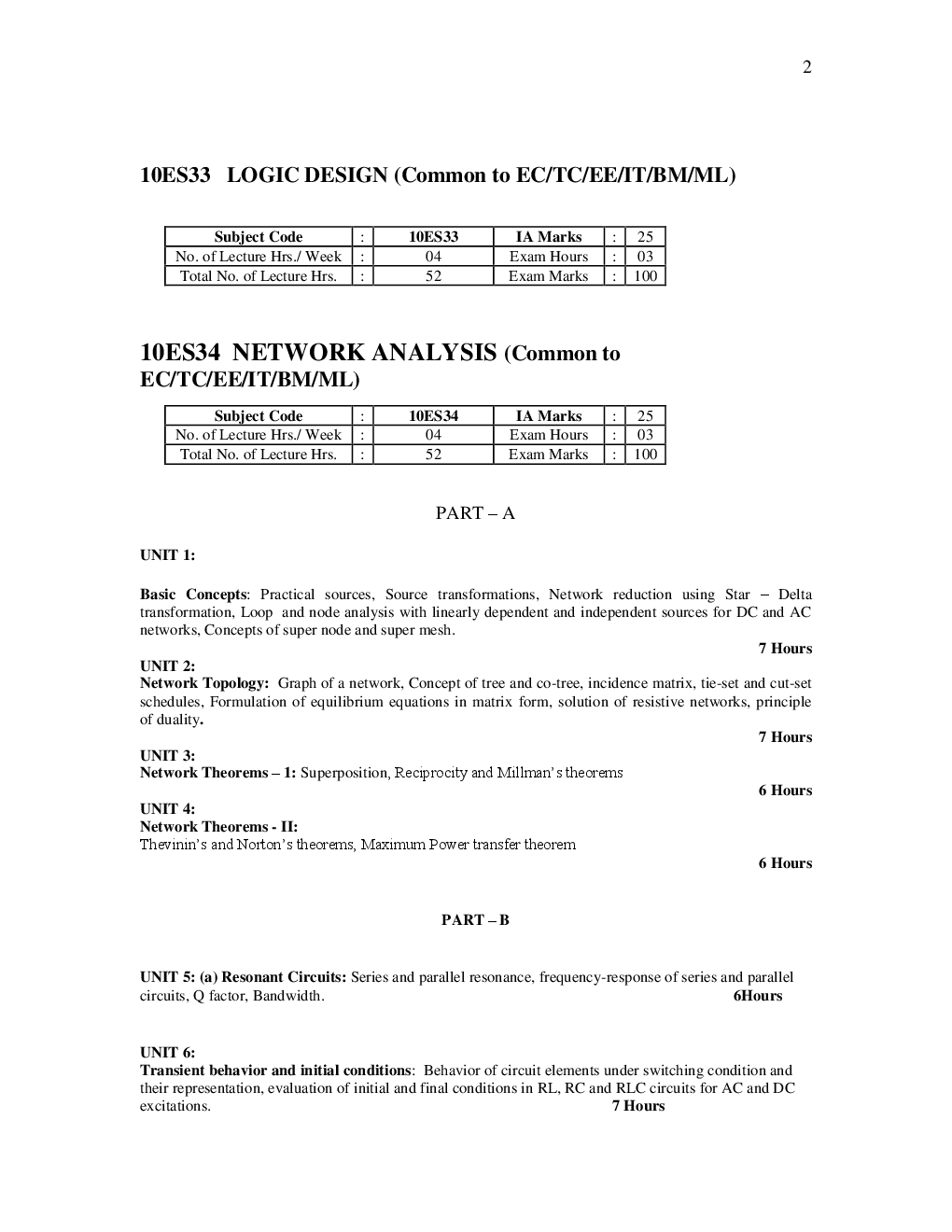 Electrical and Electronics Engineering Syllabus 2nd 3rd and 4th Year - Page 3