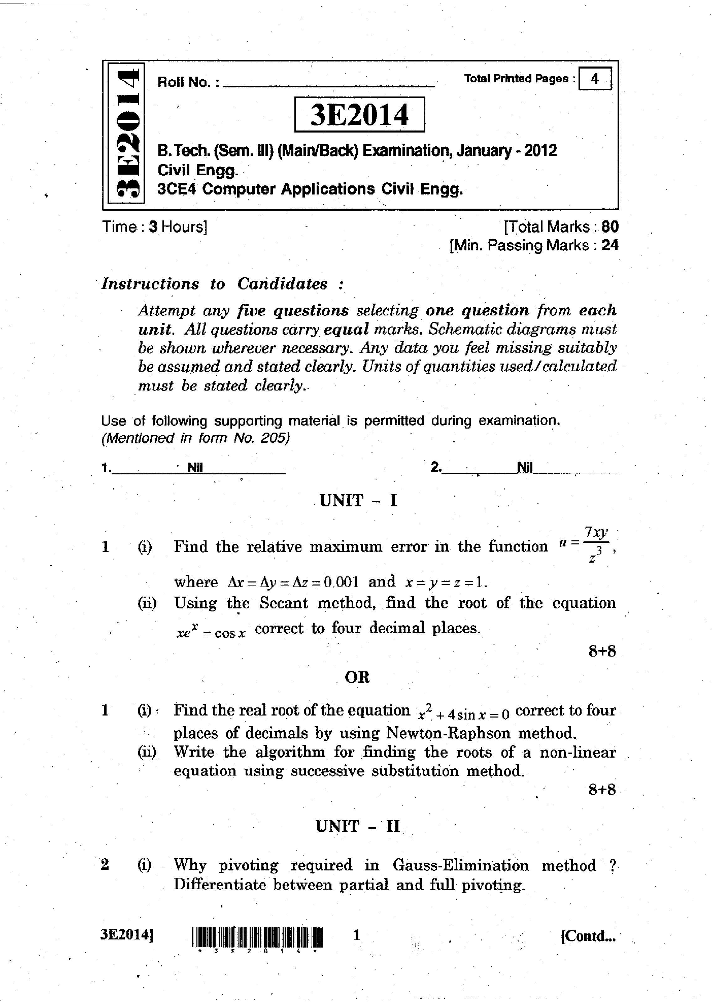 RTU QUESTION PAPERS 2nd Year Civil 2009-2014 - Page 5
