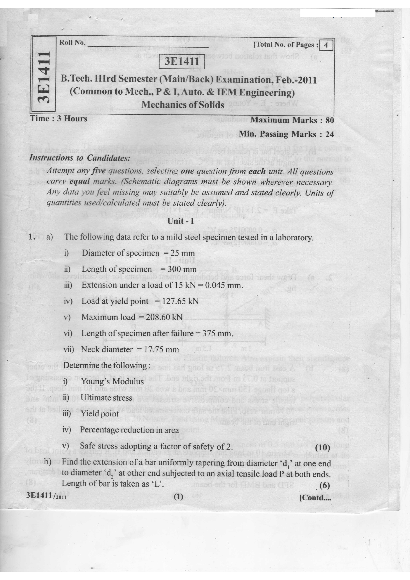 RTU QUESTION PAPERS 2nd Year Mechanical 2011-2014 - Page 2