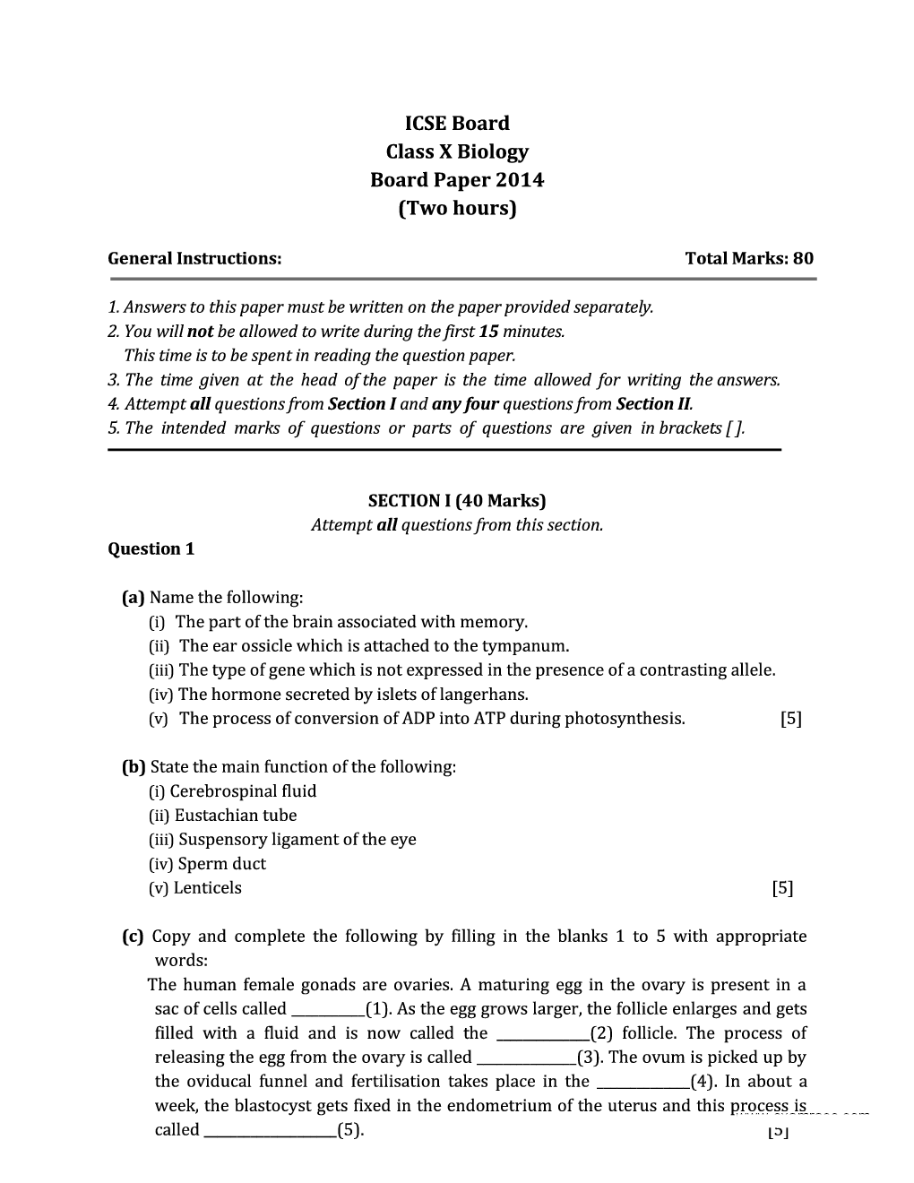 ICSE Sample Question Papers For Class 10 BIOLOGY - Page 2