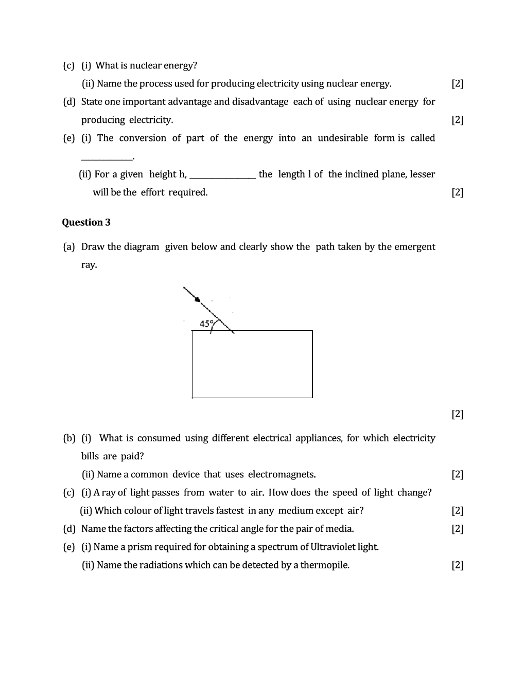 ICSE Sample Question Papers For Class 10 PHYSICS - Page 3