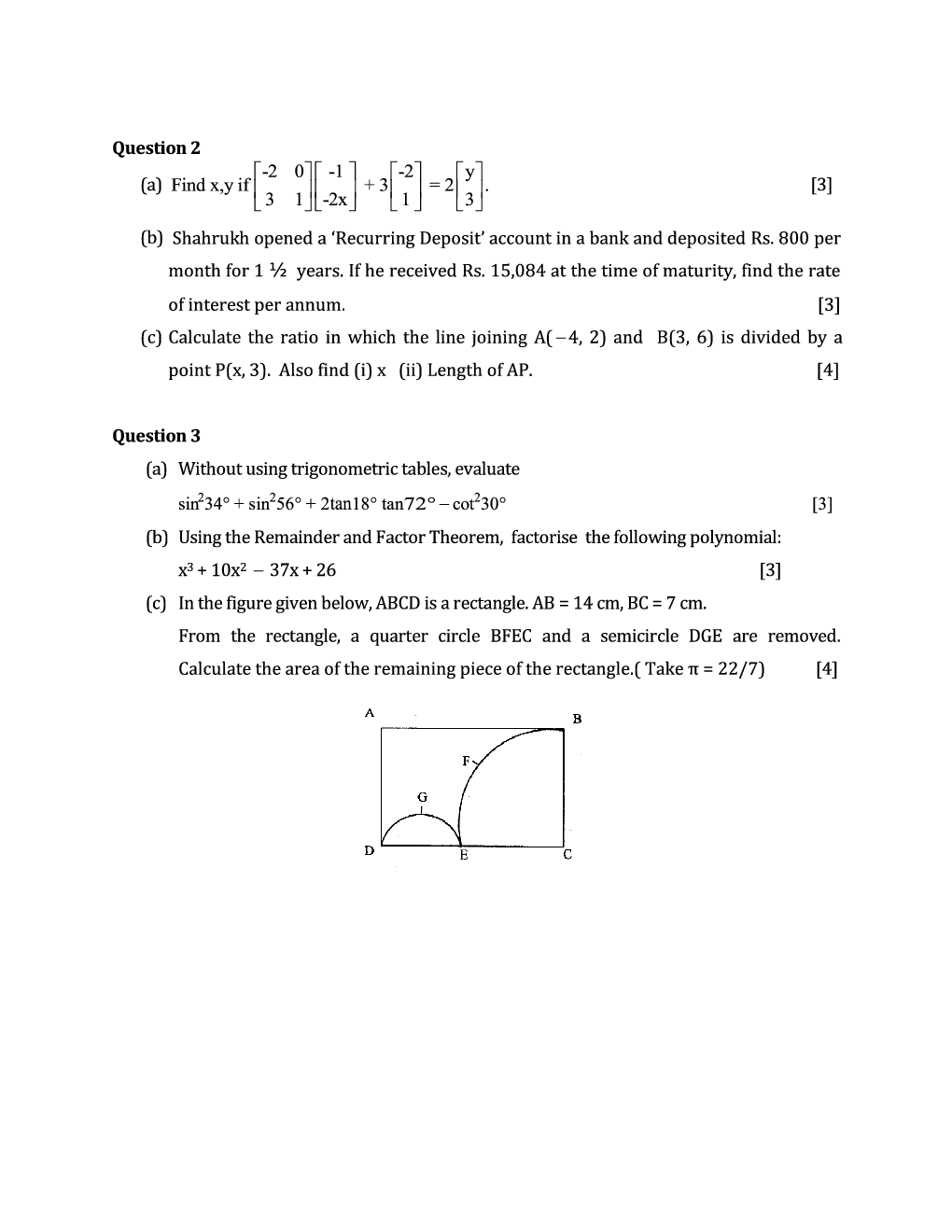 ICSE Sample Question Papers For Class 10 MATHEMATICS - Page 3