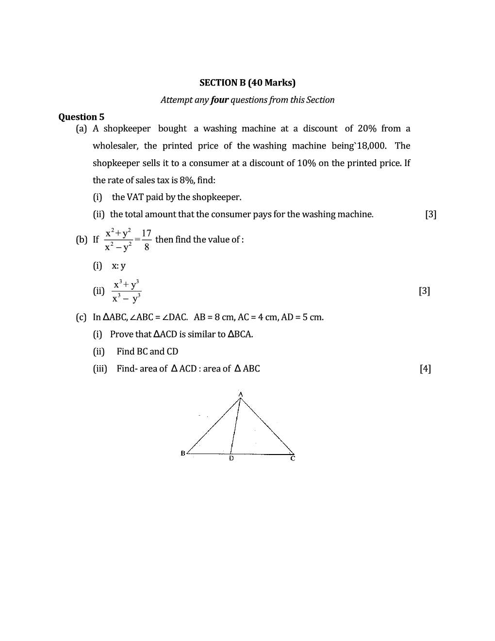 ICSE Sample Question Papers For Class 10 MATHEMATICS - Page 5