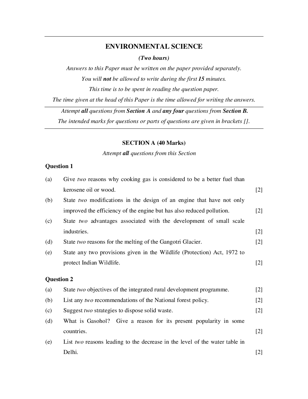 ICSE Sample Question Papers For Class 10 Environmental-Science - Page 5