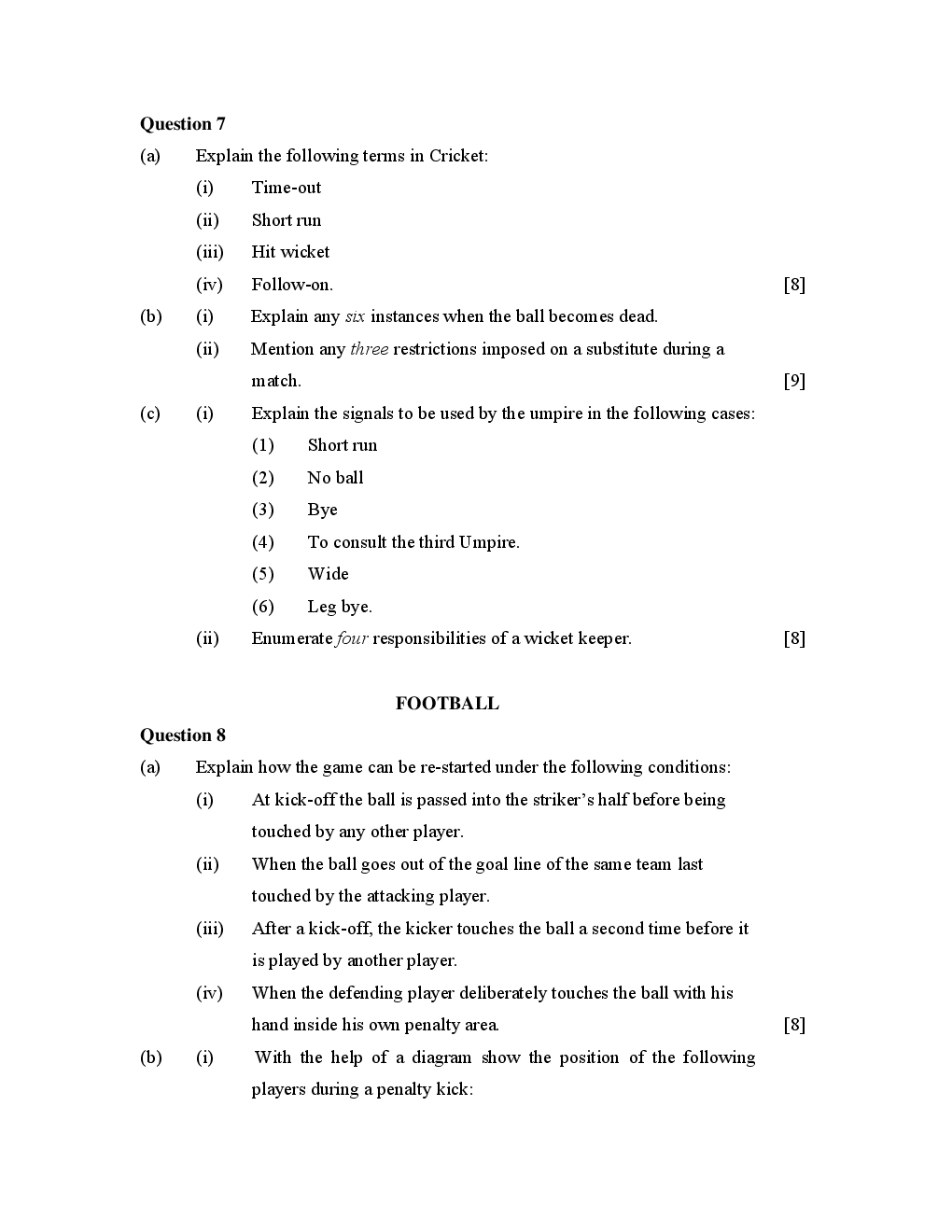 ICSE Sample Question Papers For Class 10 Physical-Education - Page 4